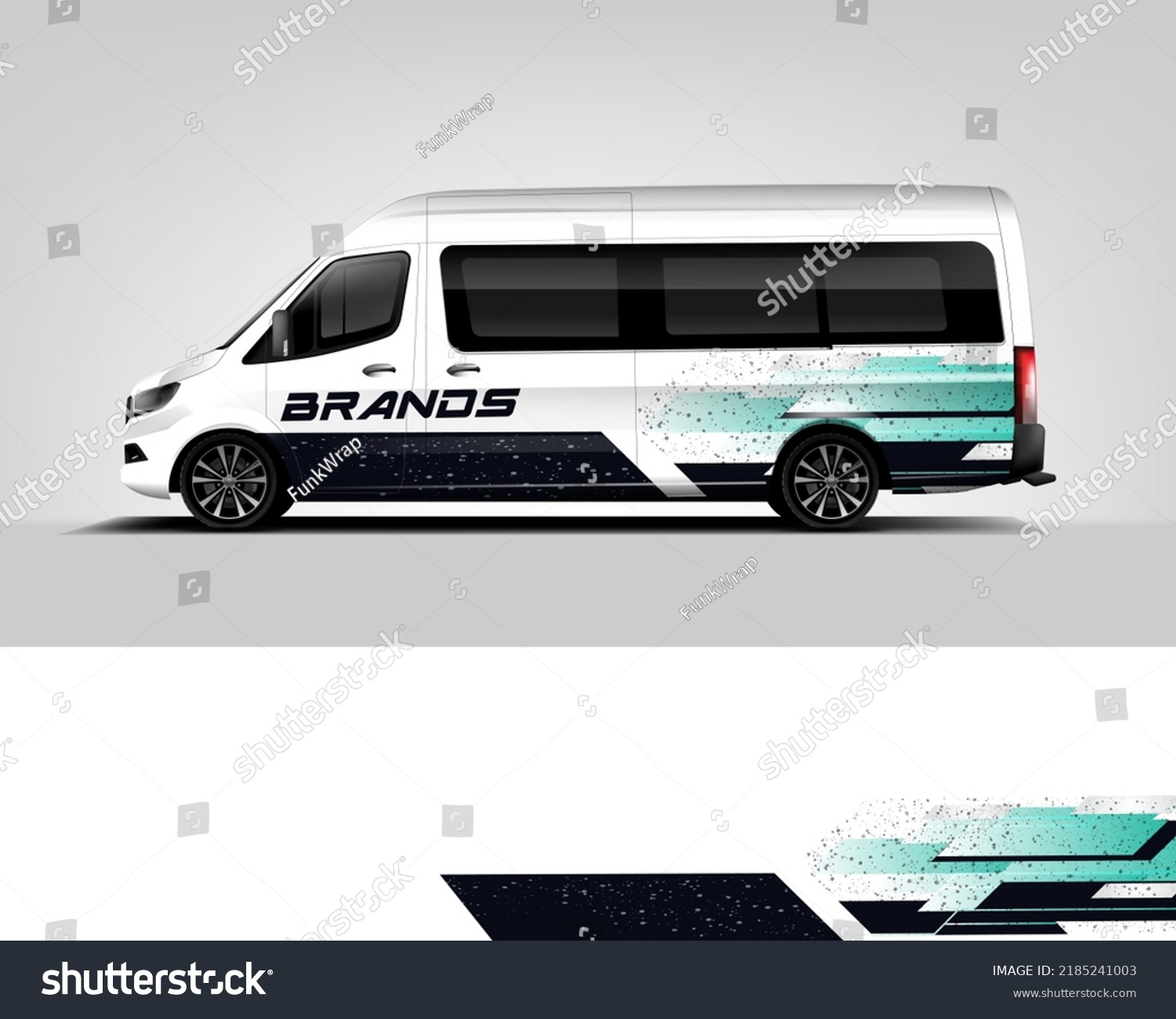 Red Van Wrap Design. Abstract geometric van wrap printable file eps10 dekal