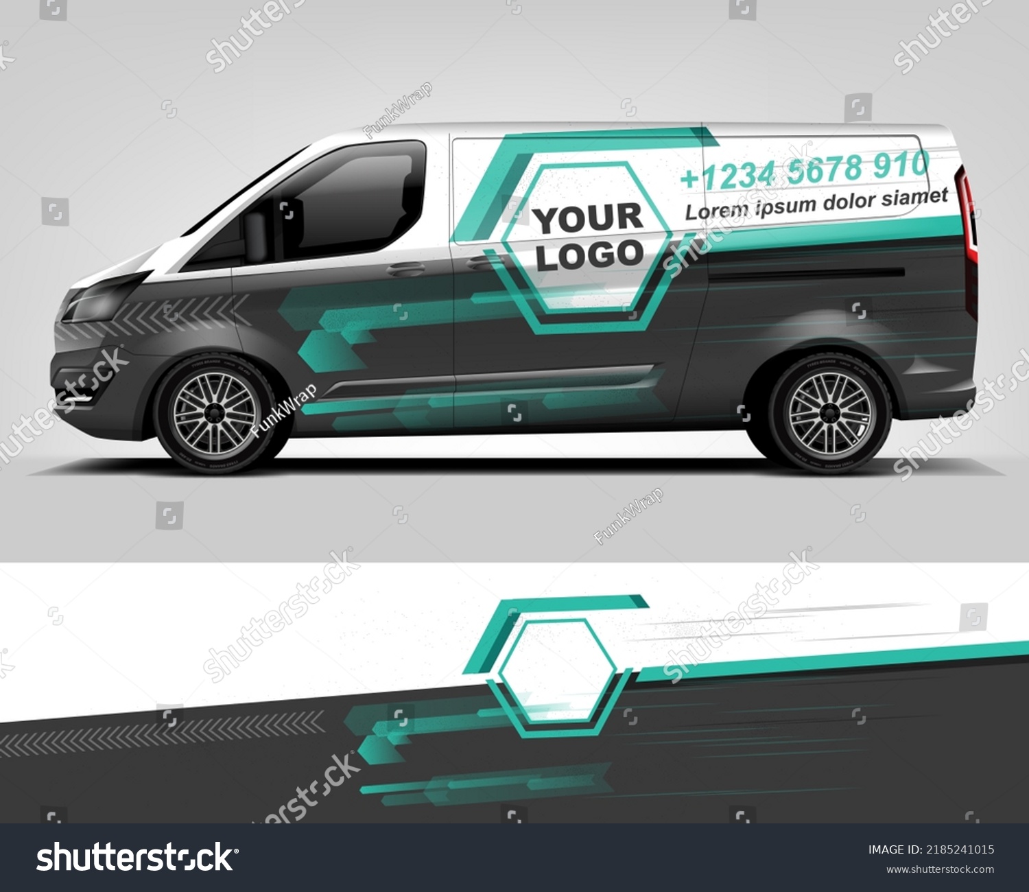 Red Van Wrap Design. Abstract geometric van wrap printable file eps10 dekal