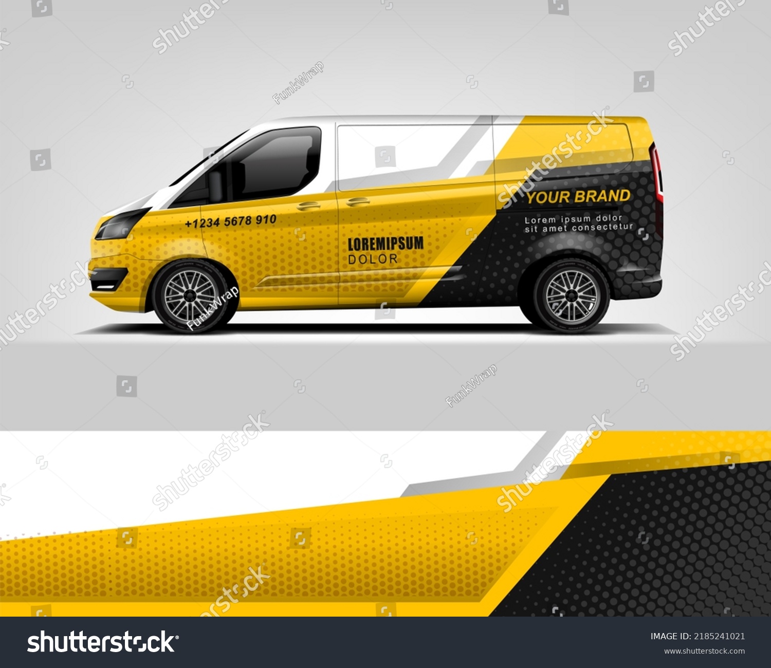 Red Van Wrap Design. Abstract geometric van wrap printable file eps10 dekal
