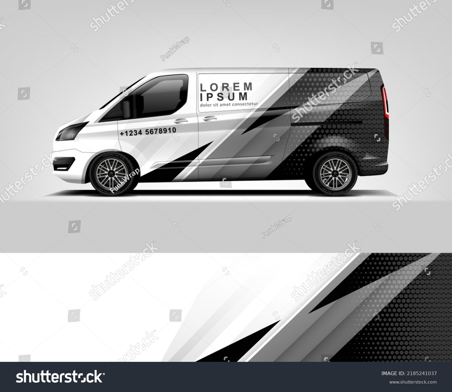 Red Van Wrap Design. Abstract geometric van wrap printable file eps10 dekal