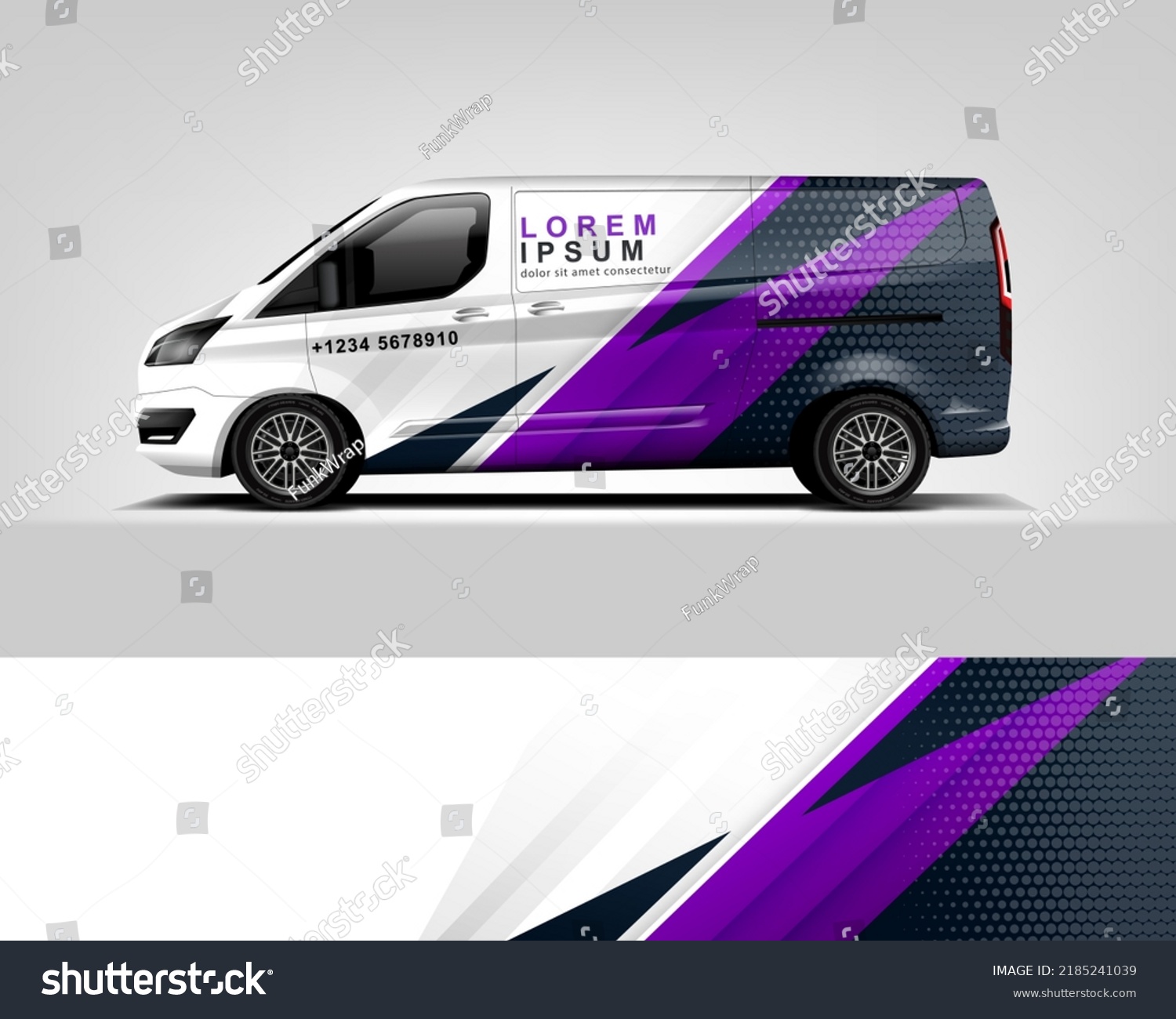 Red Van Wrap Design. Abstract geometric van wrap printable file eps10 dekal