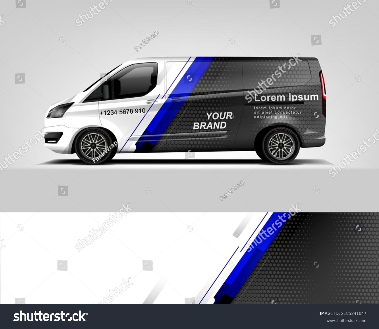 Red Van Wrap Design. Abstract geometric van wrap printable file eps10 dekal