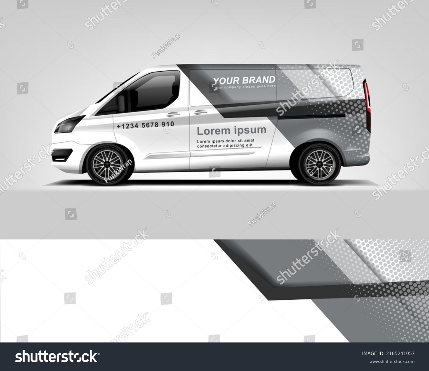 Red Van Wrap Design. Abstract geometric van wrap printable file eps10 dekal