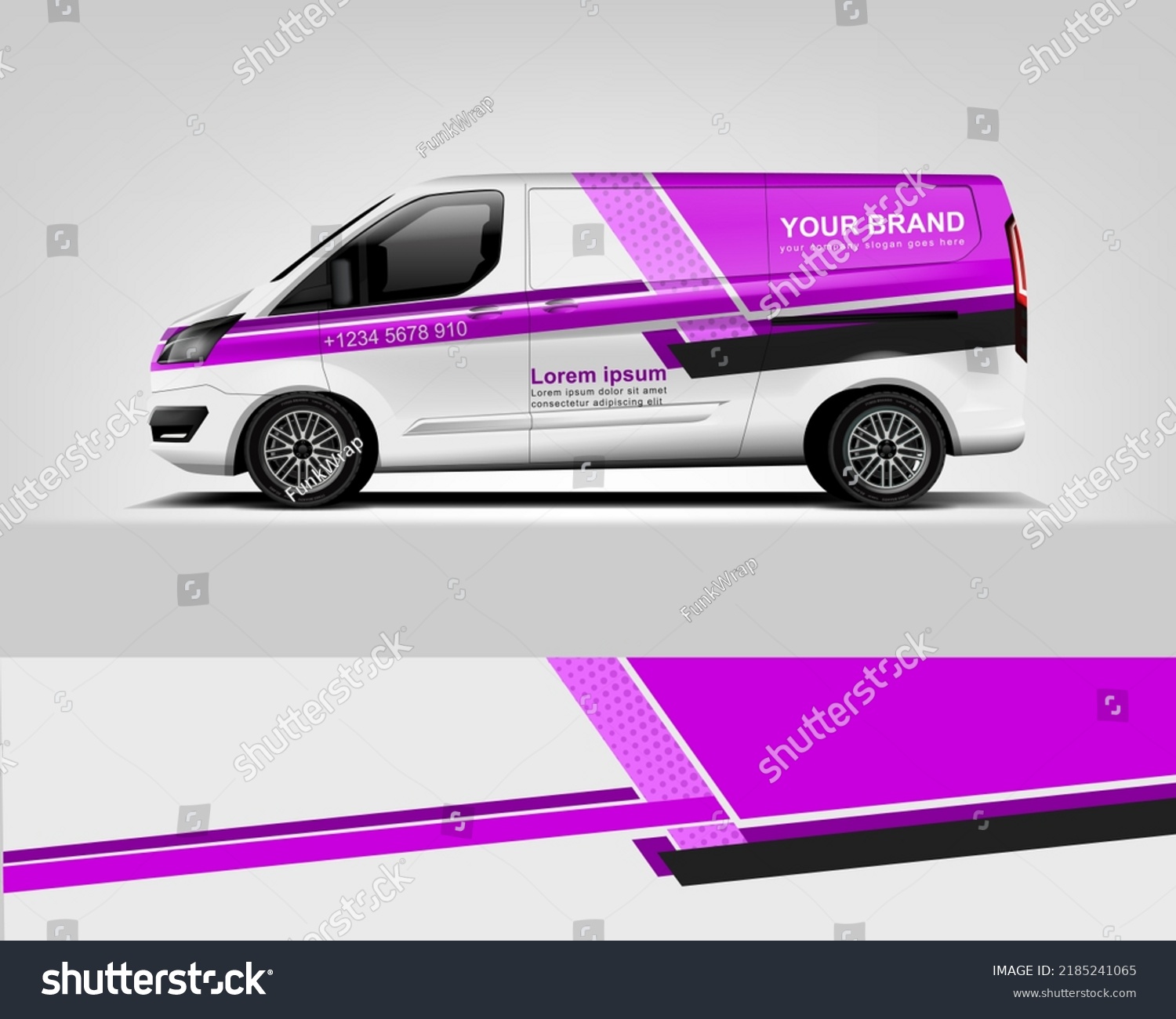 Red Van Wrap Design. Abstract geometric van wrap printable file eps10 dekal