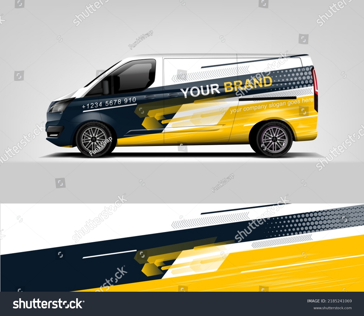 Red Van Wrap Design. Abstract geometric van wrap printable file eps10 dekal