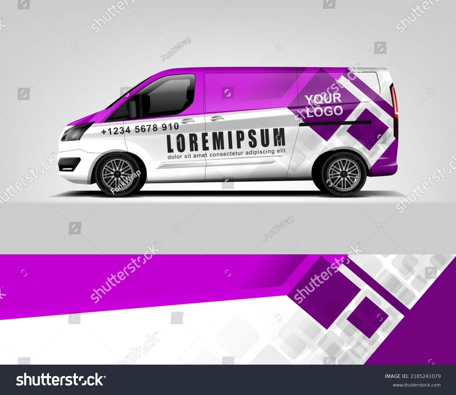 Red Van Wrap Design. Abstract geometric van wrap printable file eps10 dekal