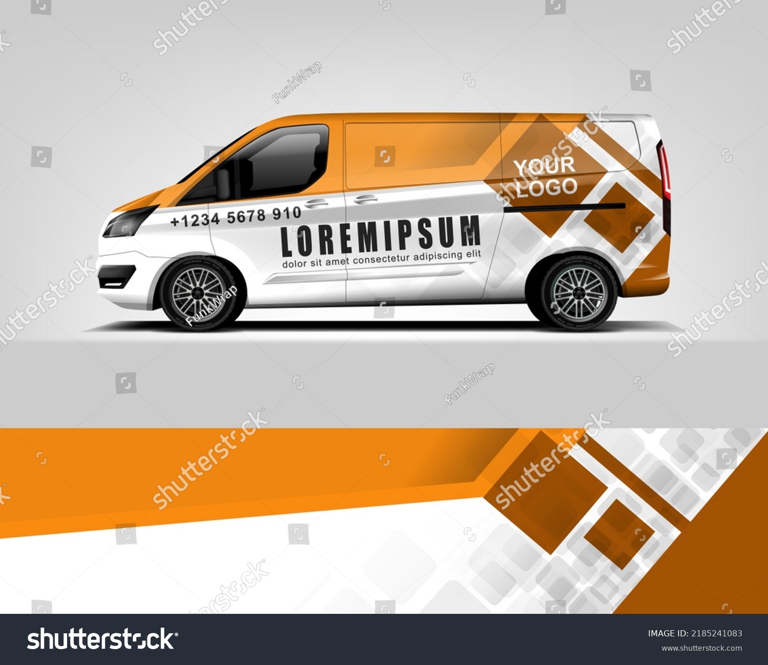 Red Van Wrap Design. Abstract geometric van wrap printable file eps10 dekal