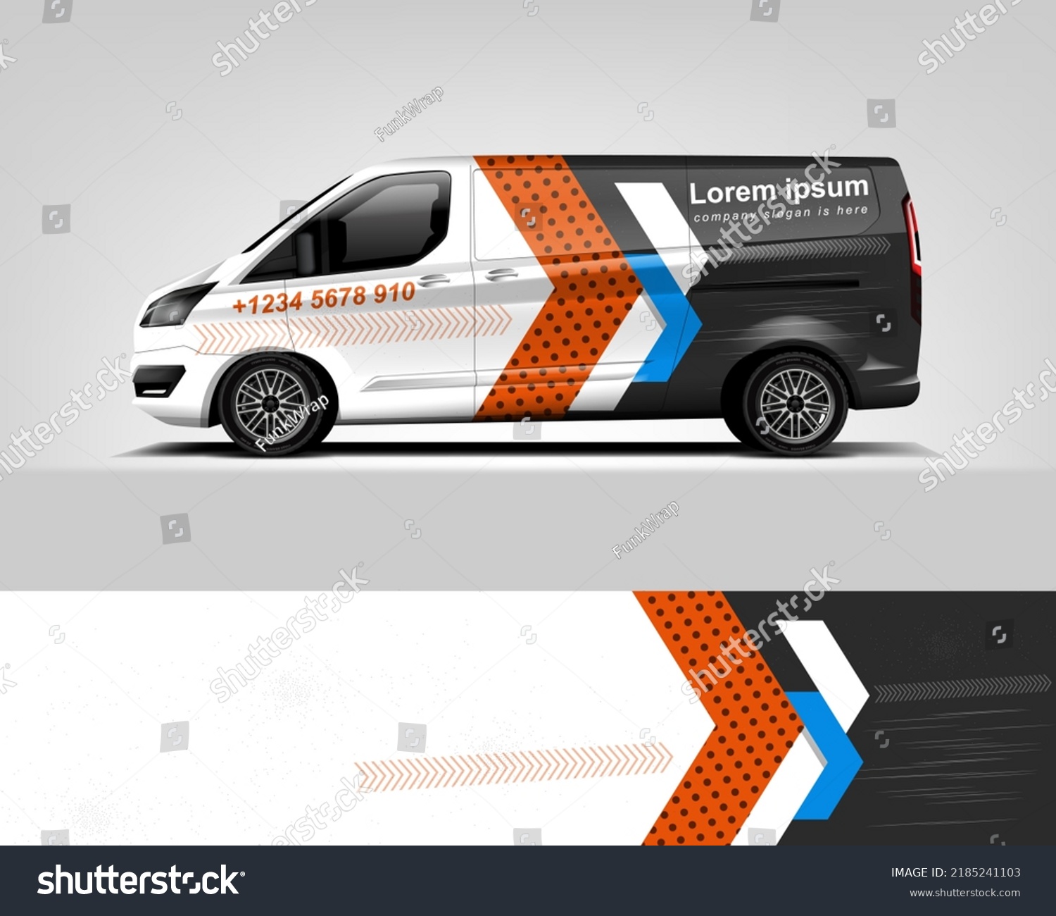 Red Van Wrap Design. Abstract geometric van wrap printable file eps10 dekal