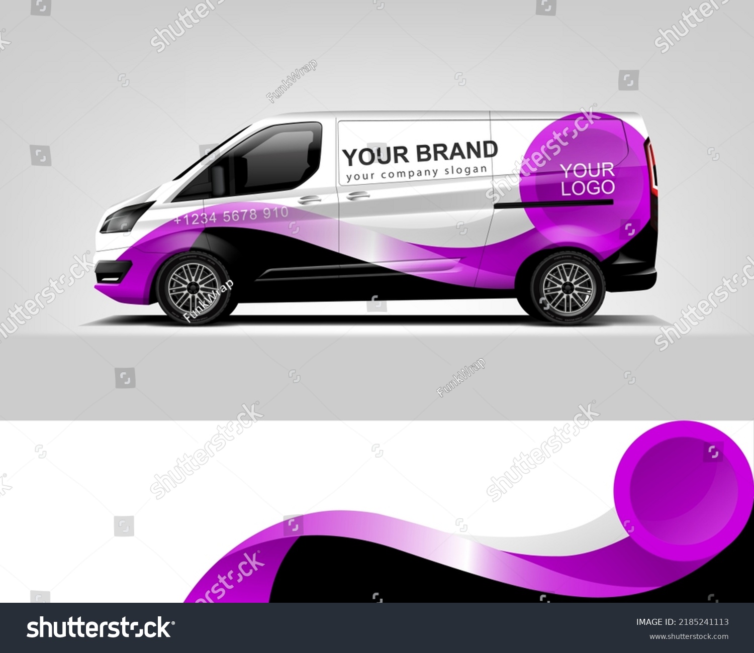 Red Van Wrap Design. Abstract geometric van wrap printable file eps10 dekal