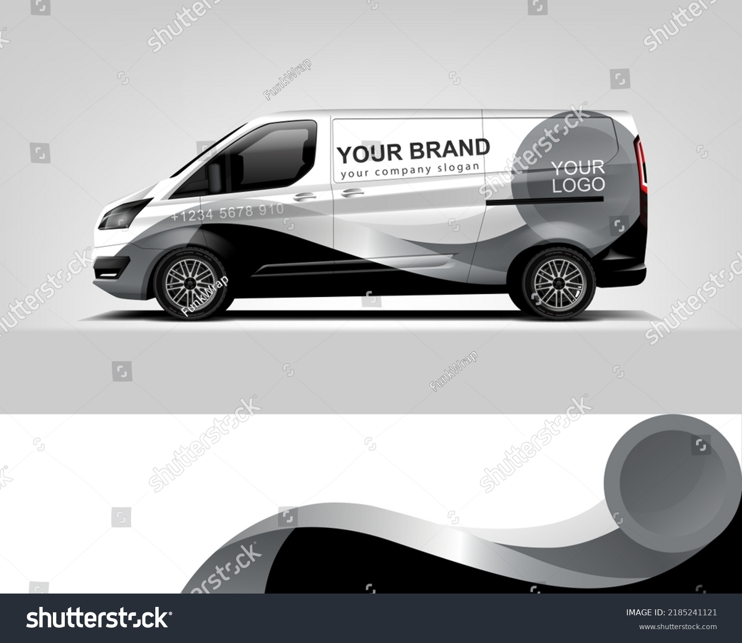Red Van Wrap Design. Abstract geometric van wrap printable file eps10 dekal
