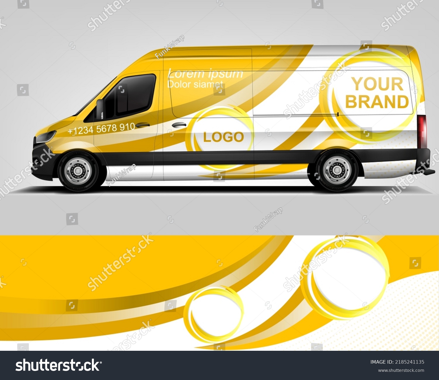 Red Van Wrap Design. Abstract geometric van wrap printable file eps10 dekal