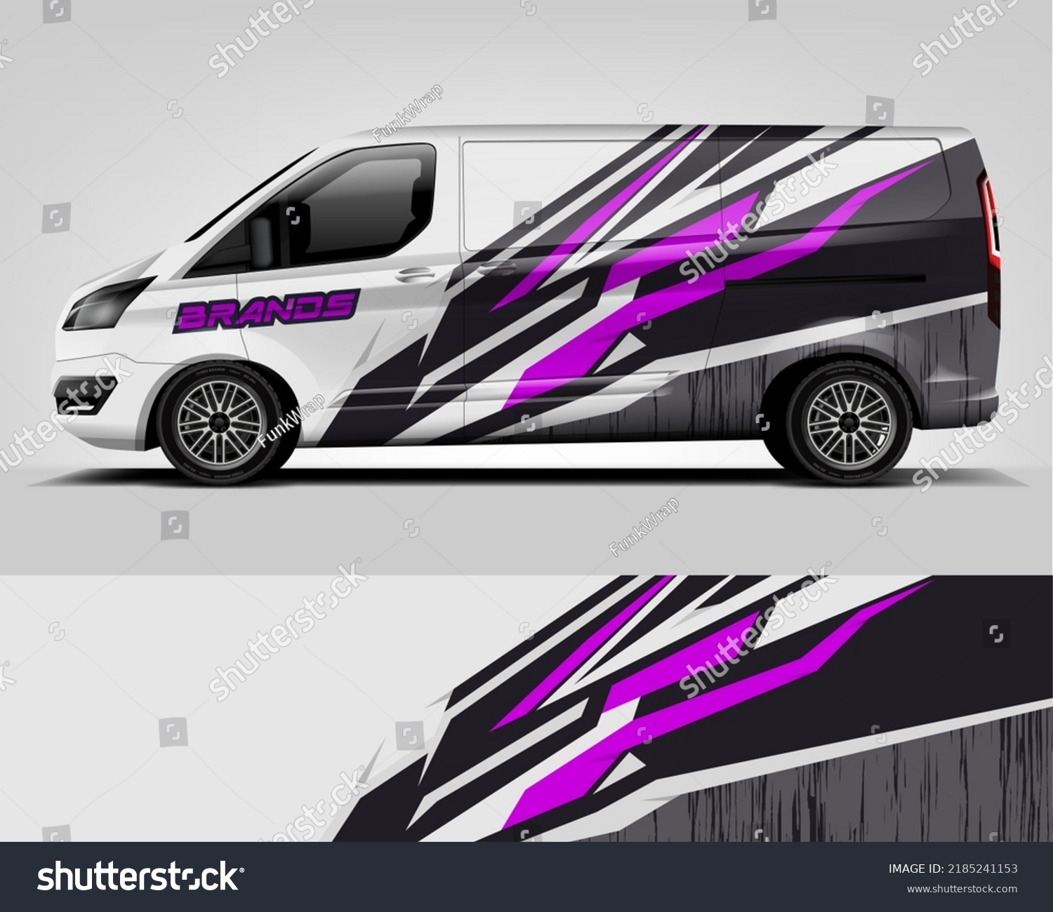 Red Van Wrap Design. Abstract geometric van wrap printable file eps10 dekal