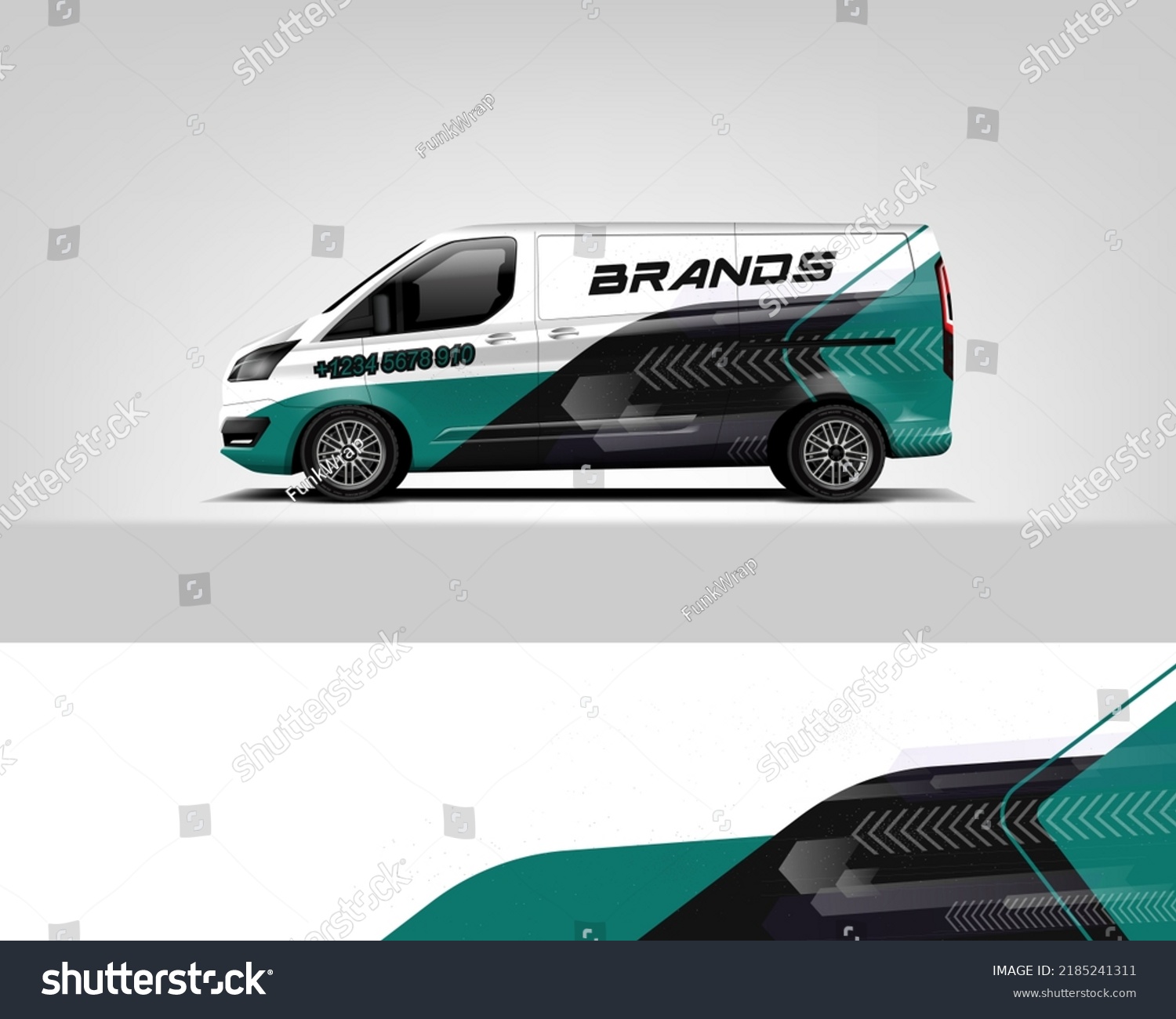 Red Van Wrap Design. Abstract geometric van wrap printable file eps10 dekal