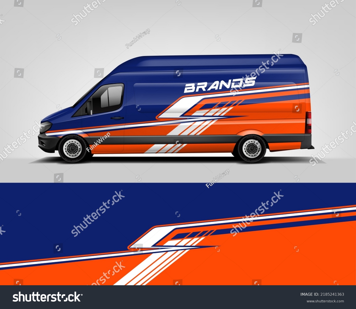 Red Van Wrap Design. Abstract geometric van wrap printable file eps10 dekal