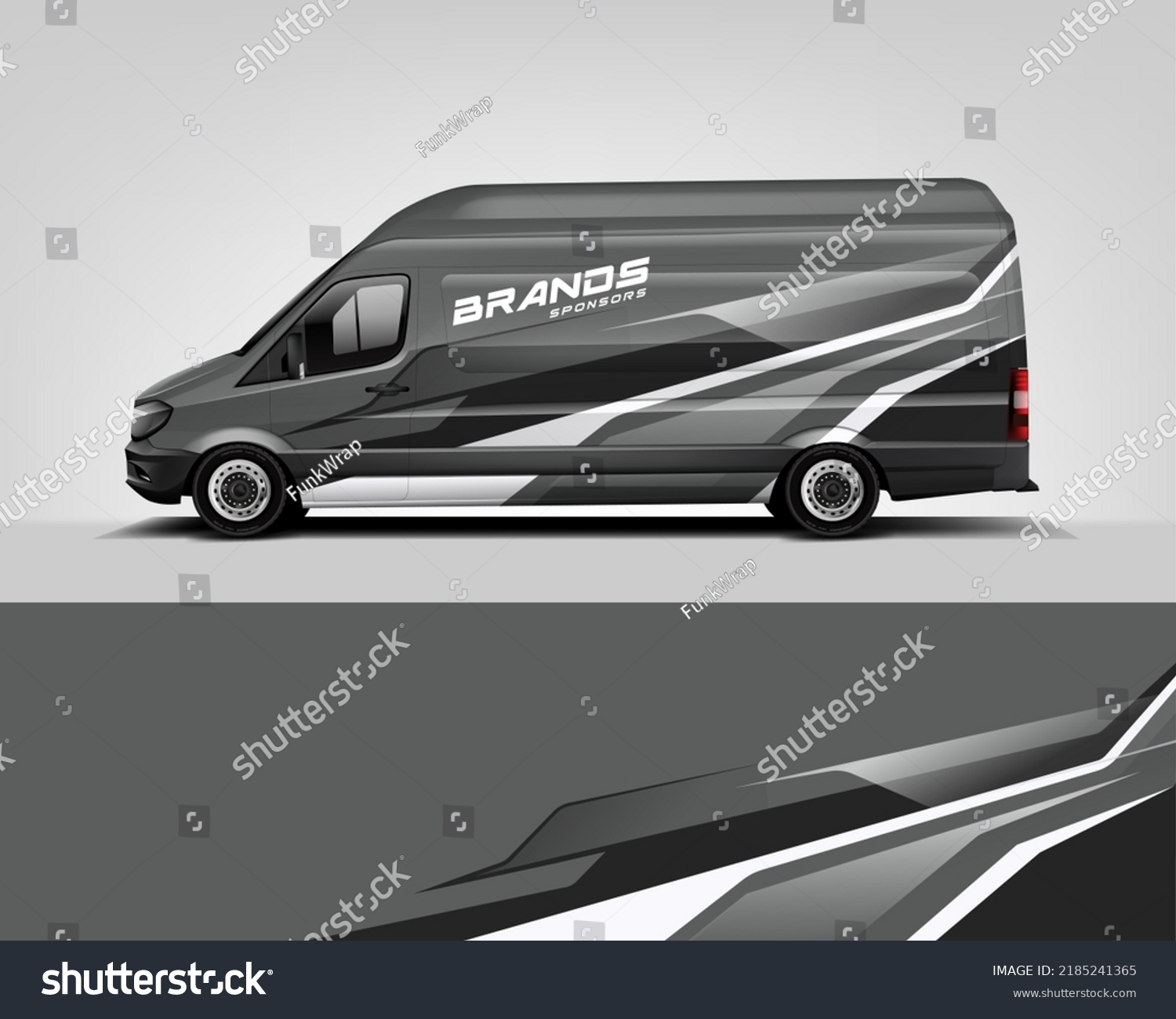 Red Van Wrap Design. Abstract geometric van wrap printable file eps10 dekal
