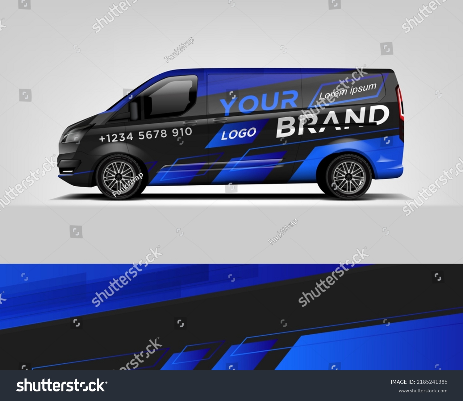 Red Van Wrap Design. Abstract geometric van wrap printable file eps10 dekal