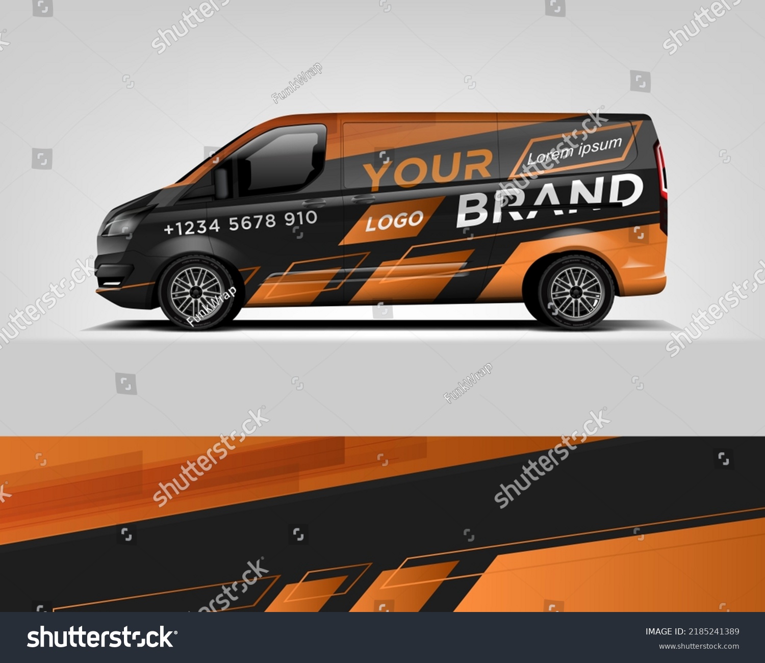 Red Van Wrap Design. Abstract geometric van wrap printable file eps10 dekal