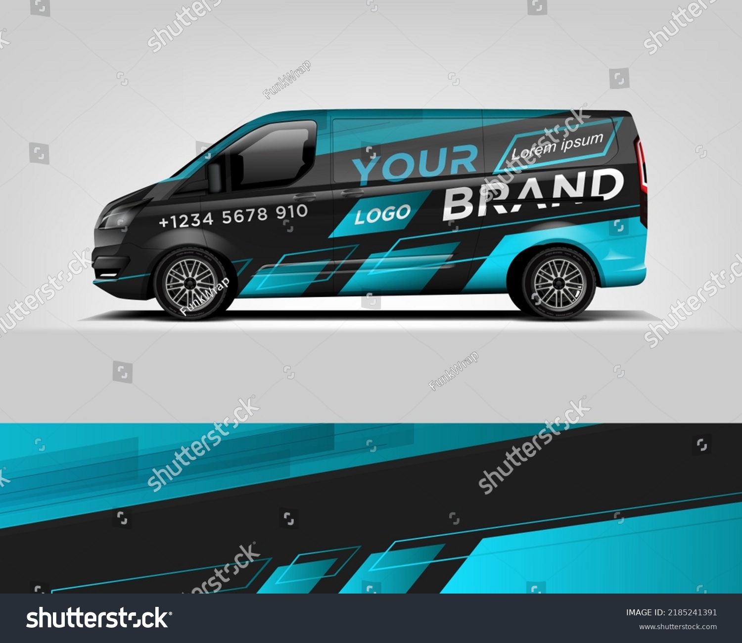 Red Van Wrap Design. Abstract geometric van wrap printable file eps10 dekal