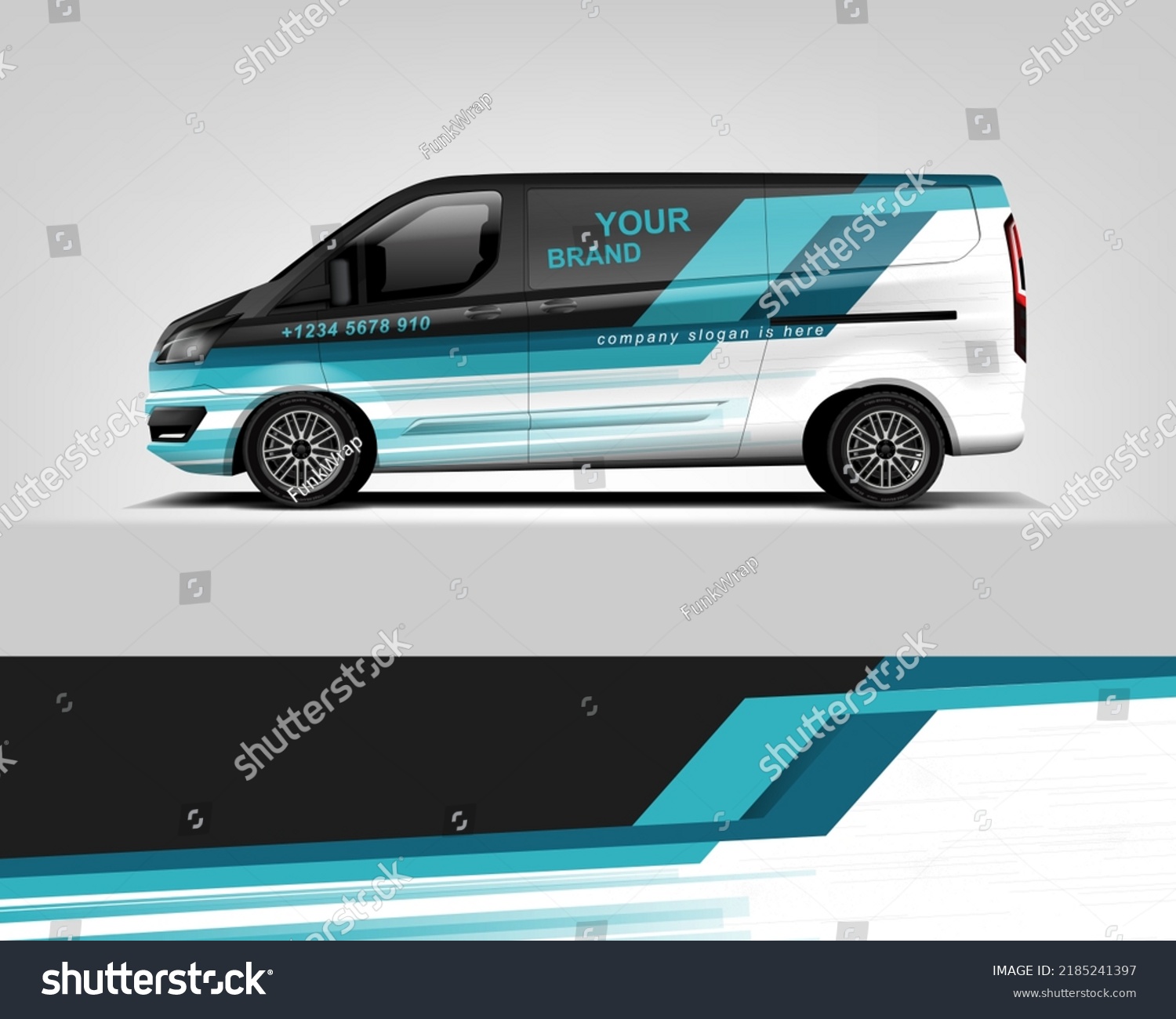 Red Van Wrap Design. Abstract geometric van wrap printable file eps10 dekal