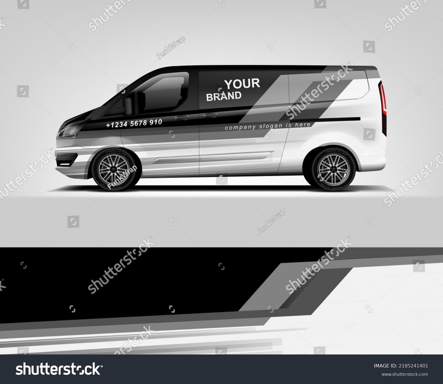 Red Van Wrap Design. Abstract geometric van wrap printable file eps10 dekal