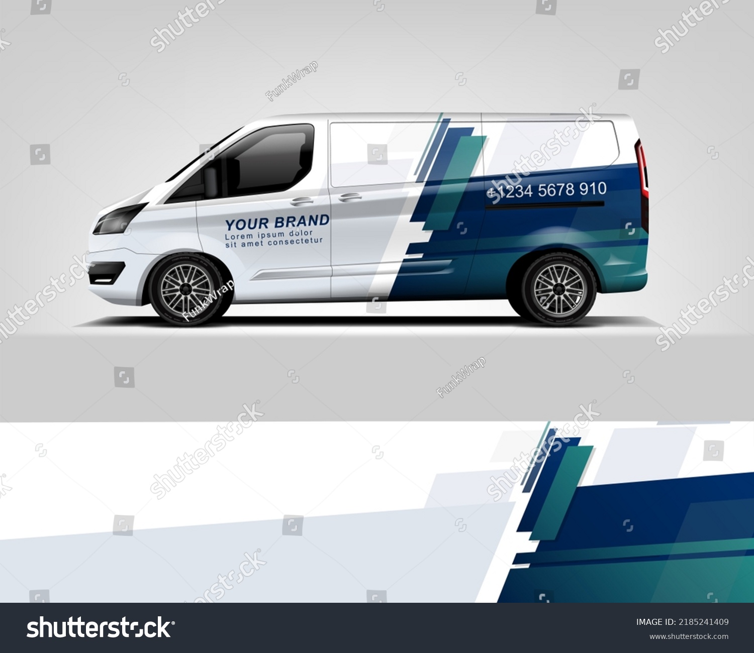 Red Van Wrap Design. Abstract geometric van wrap printable file eps10 dekal