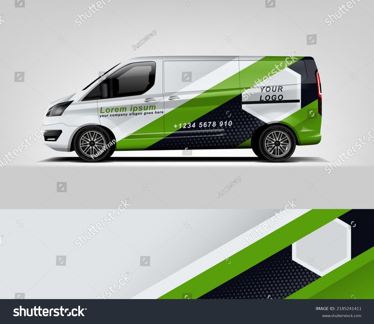 Red Van Wrap Design. Abstract geometric van wrap printable file eps10 dekal