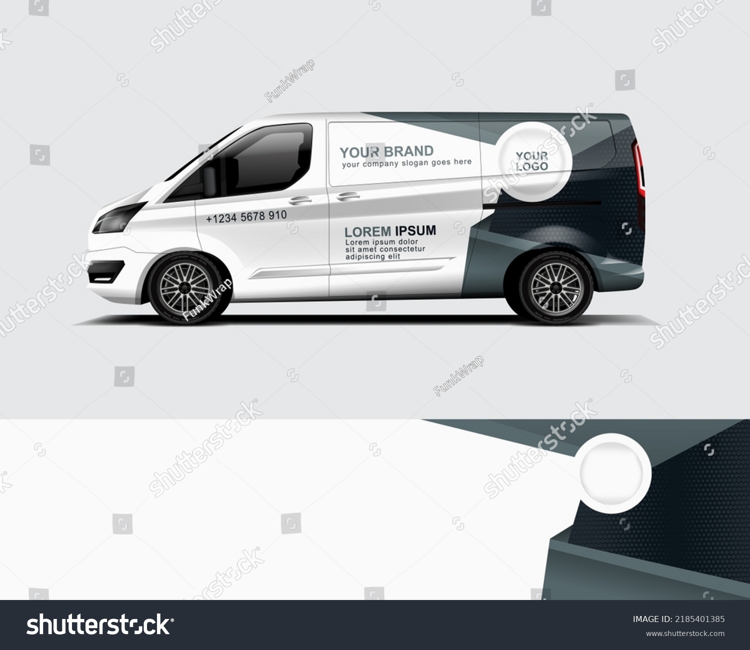 Red Van Wrap Design. Abstract geometric van wrap printable file eps10 dekal