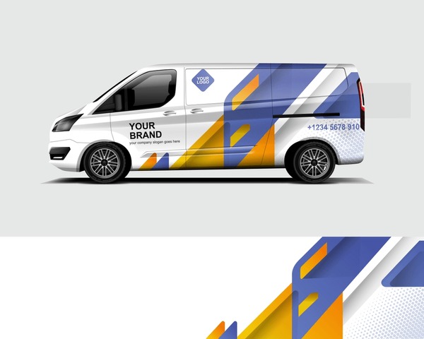 Red Van Wrap Design. Abstract geometric van wrap printable file eps10 dekal