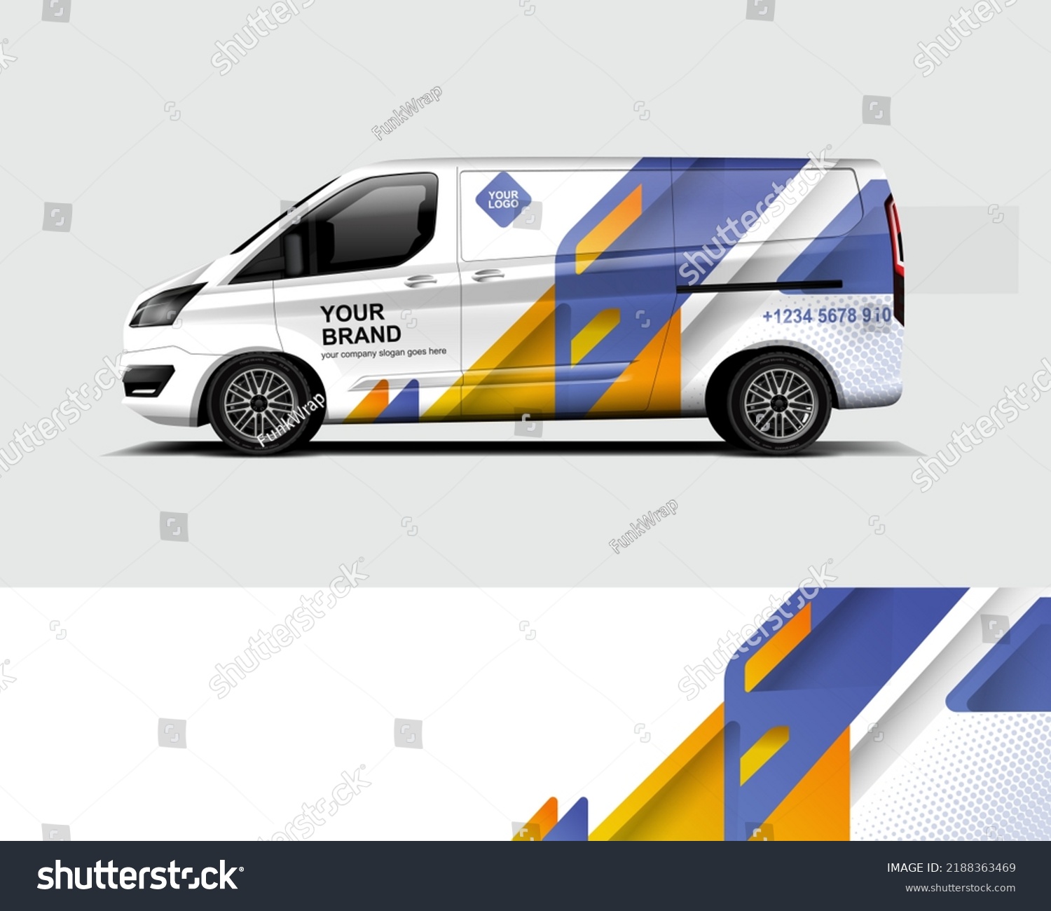 Red Van Wrap Design. Abstract geometric van wrap printable file eps10 dekal