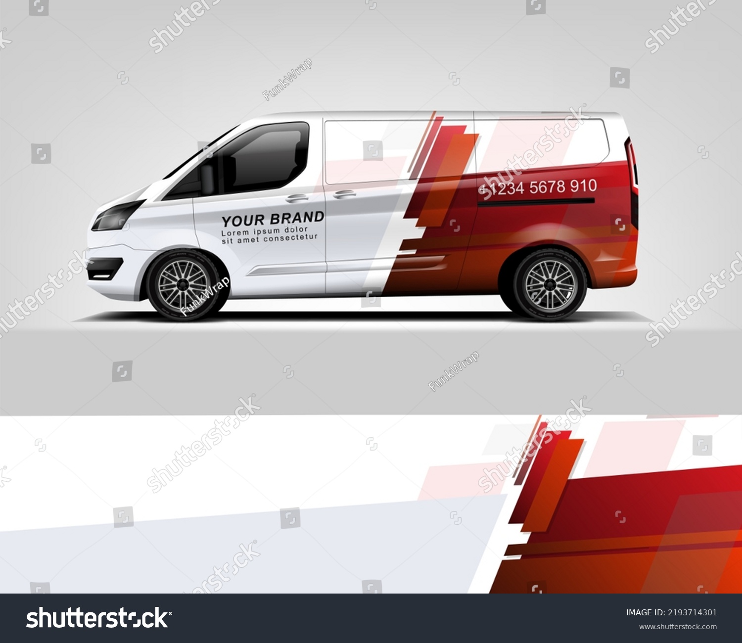 Red Van Wrap Design. Abstract geometric van wrap printable file eps10 dekal