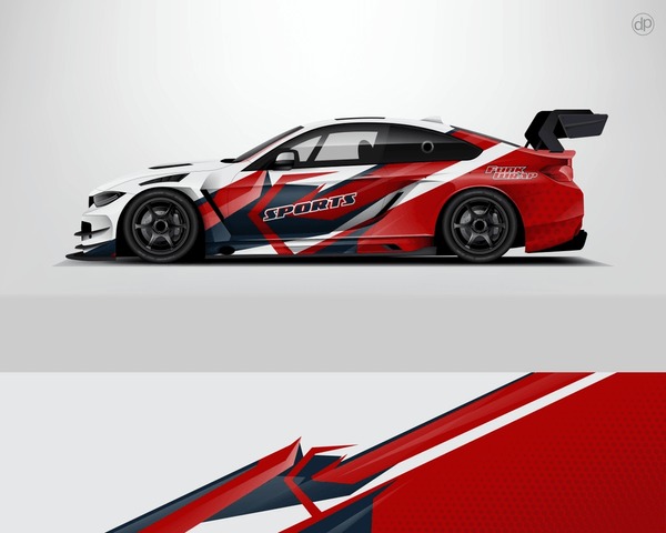 Car decal wrap design vector. Graphic abstract stripe racing background kit designs for vehicle, race car, rally, adventure and livery dekal