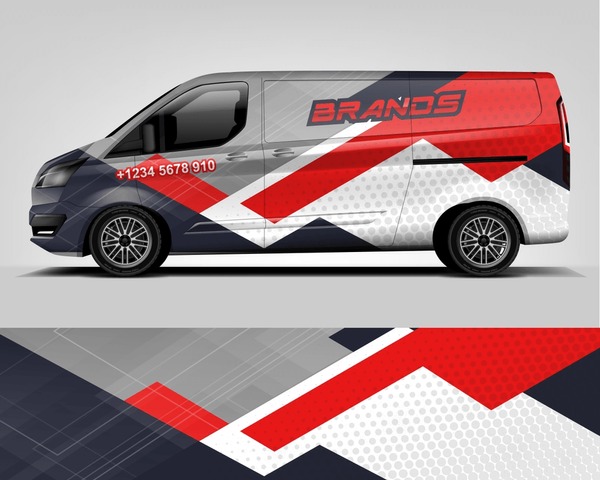 Car decal wrap design vector. Graphic abstract stripe racing background kit designs for vehicle, race car, rally, adventure and livery dekal