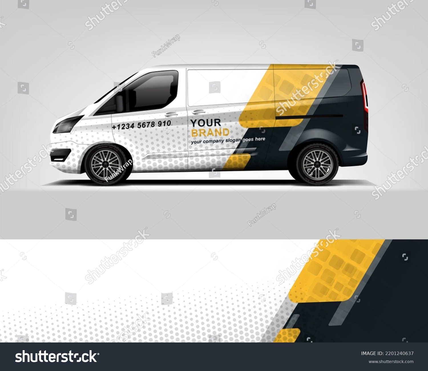 Van Wrap Design modern eye catching ready use. place your logo. Printable eps files. dekal