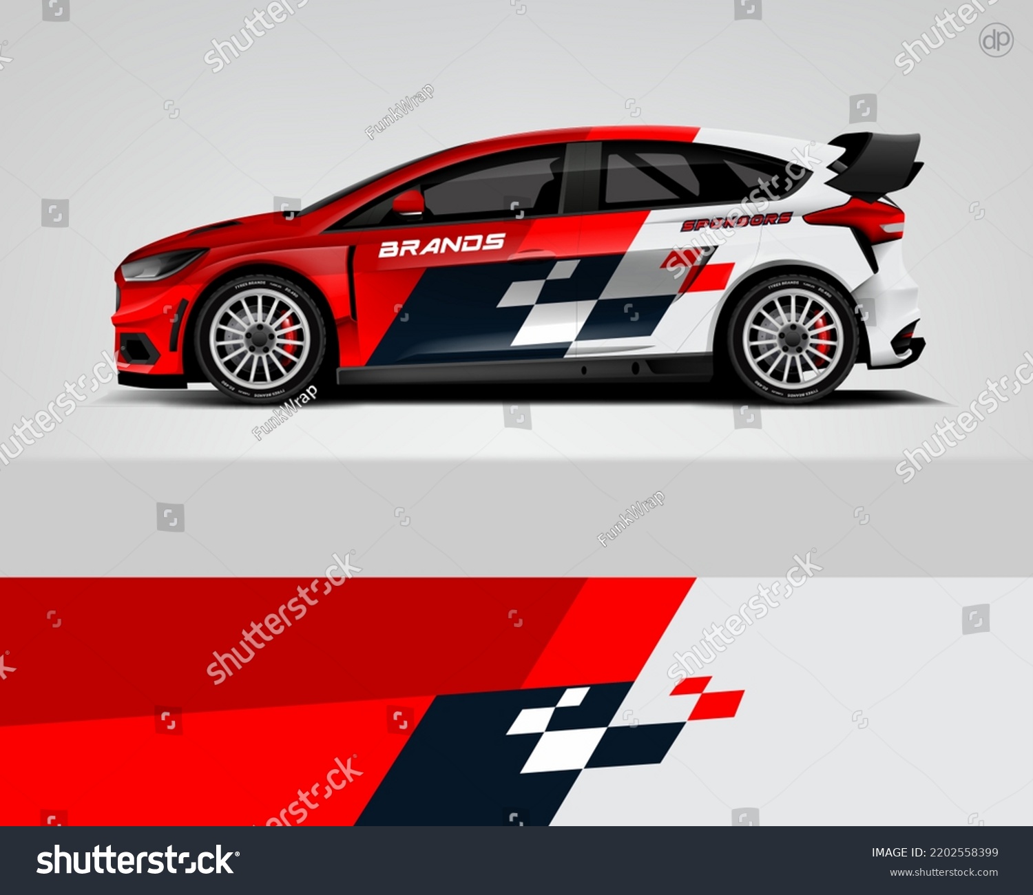 Car decal design vector. Graphic abstract stripe racing background kit designs for wrap vehicle, race car, rally, adventure and livery dekal