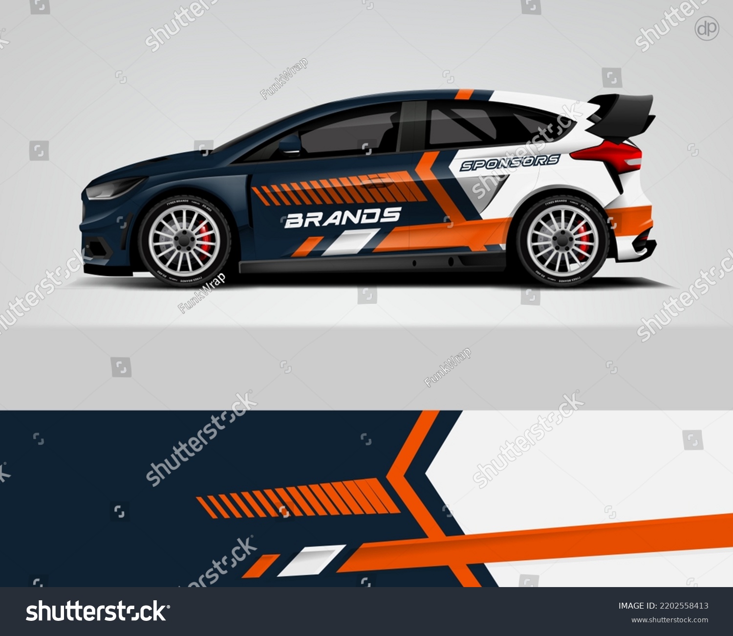Car decal design vector. Graphic abstract stripe racing background kit designs for wrap vehicle, race car, rally, adventure and livery dekal