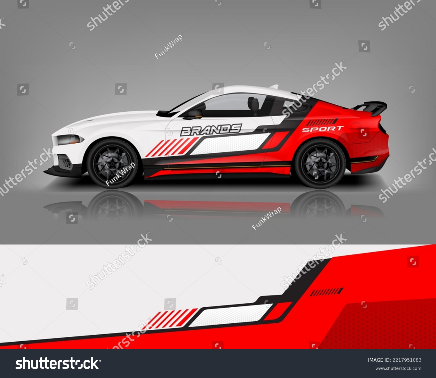 Red Van Wrap Design. Abstract geometric van wrap printable file eps10 dekal a1