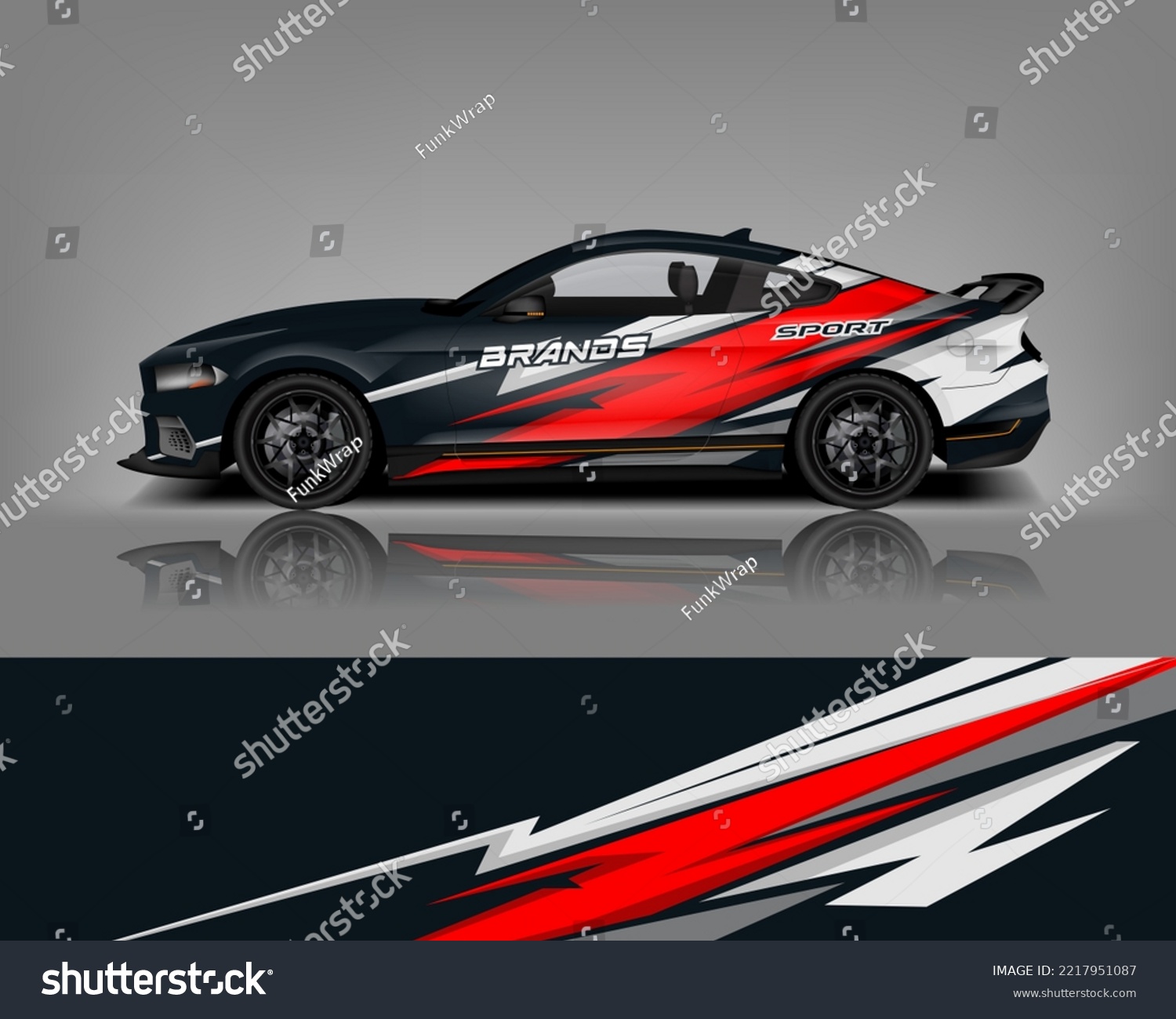 Red Van Wrap Design. Abstract geometric van wrap printable file eps10 dekal a1