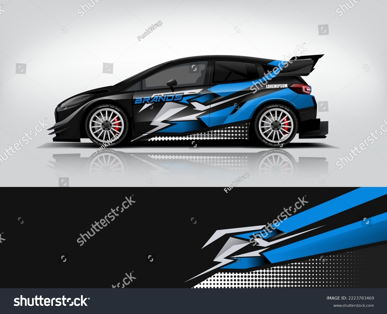 Car wrap livery design Racing sport car background printable file. dekal