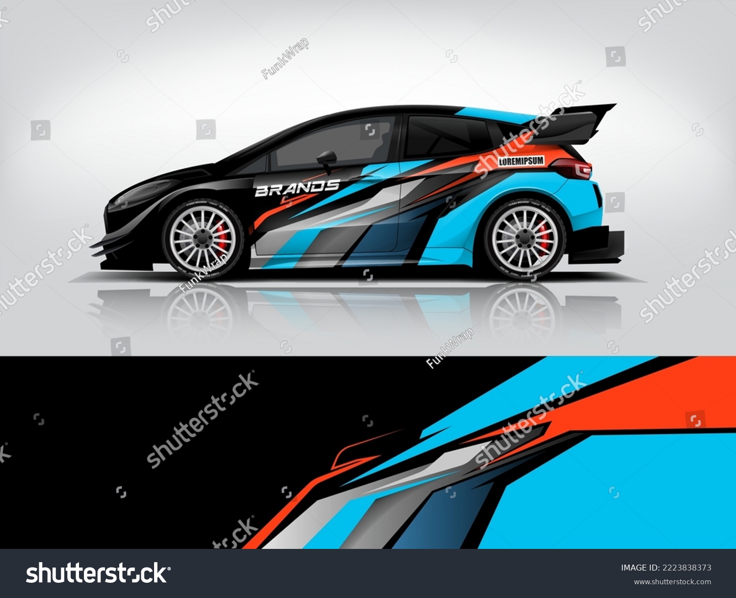 Car wrap livery design Racing sport car background printable file. dekal