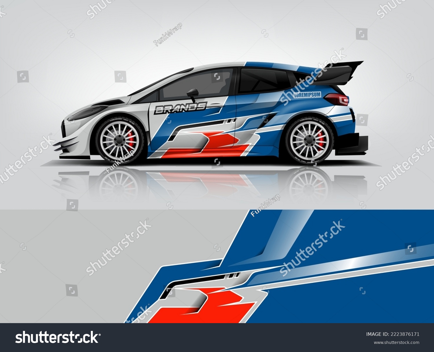 Car wrap livery design Racing sport car background printable file. dekal