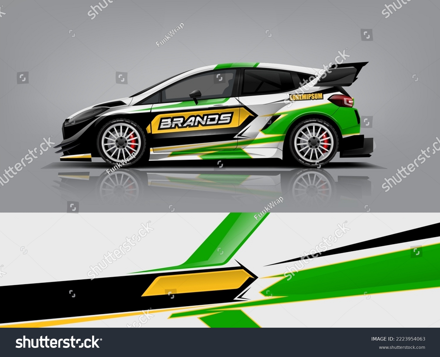 Car wrap livery design Racing sport car background printable file. dekal