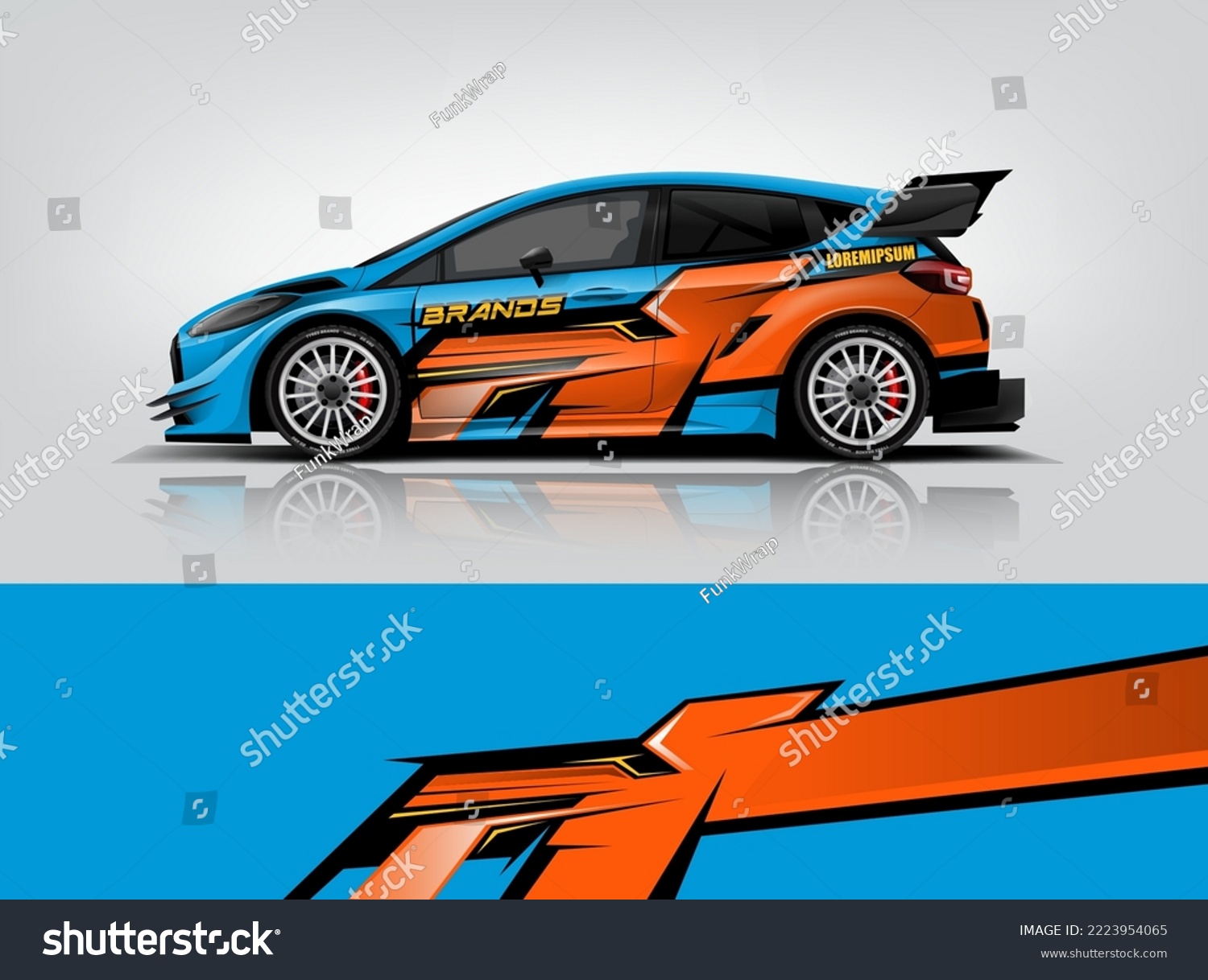 Car wrap livery design Racing sport car background printable file. dekal