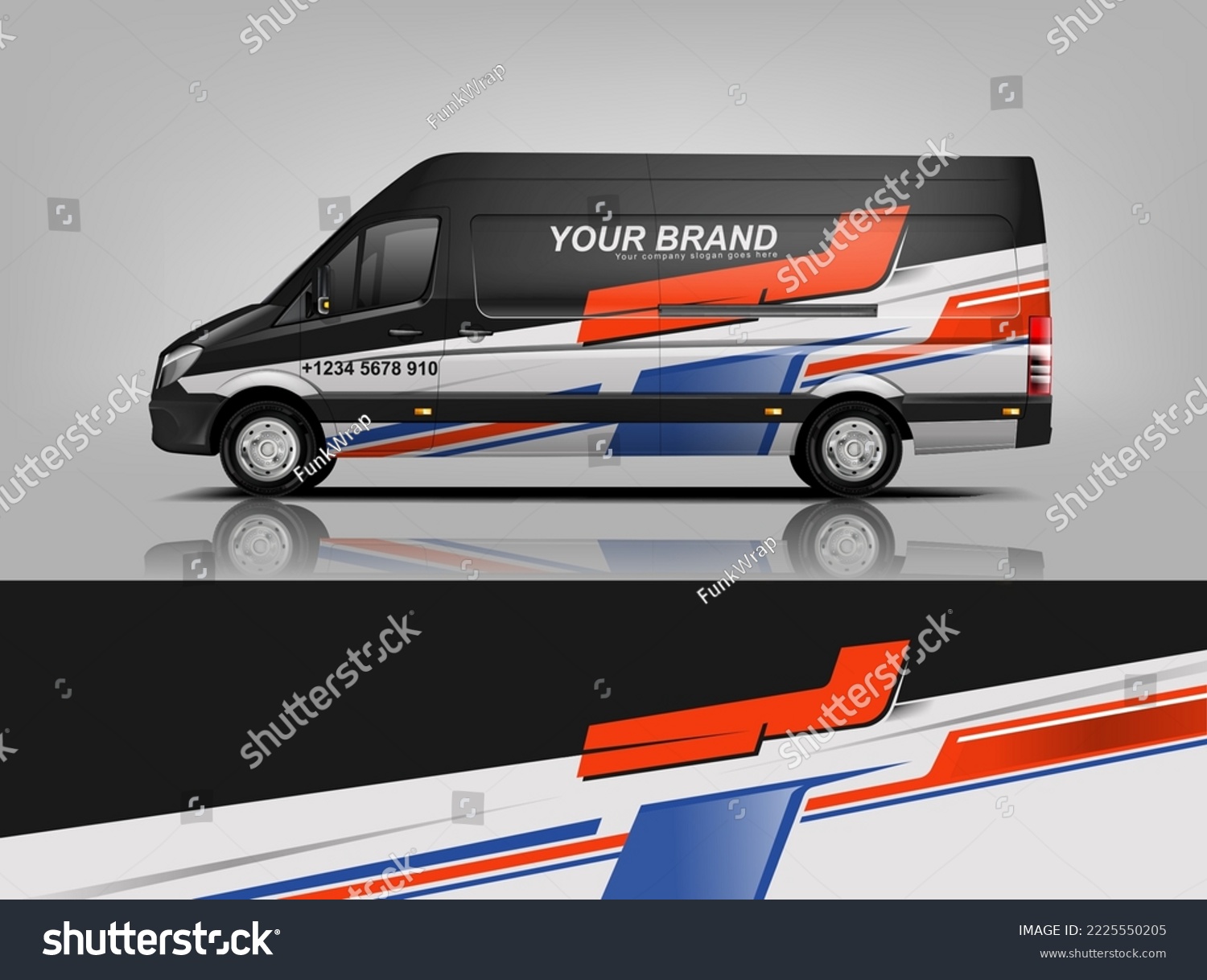 Car decal design vector. Graphic abstract stripe racing background kit designs for wrap vehicle, race car, rally, adventure and livery dekal