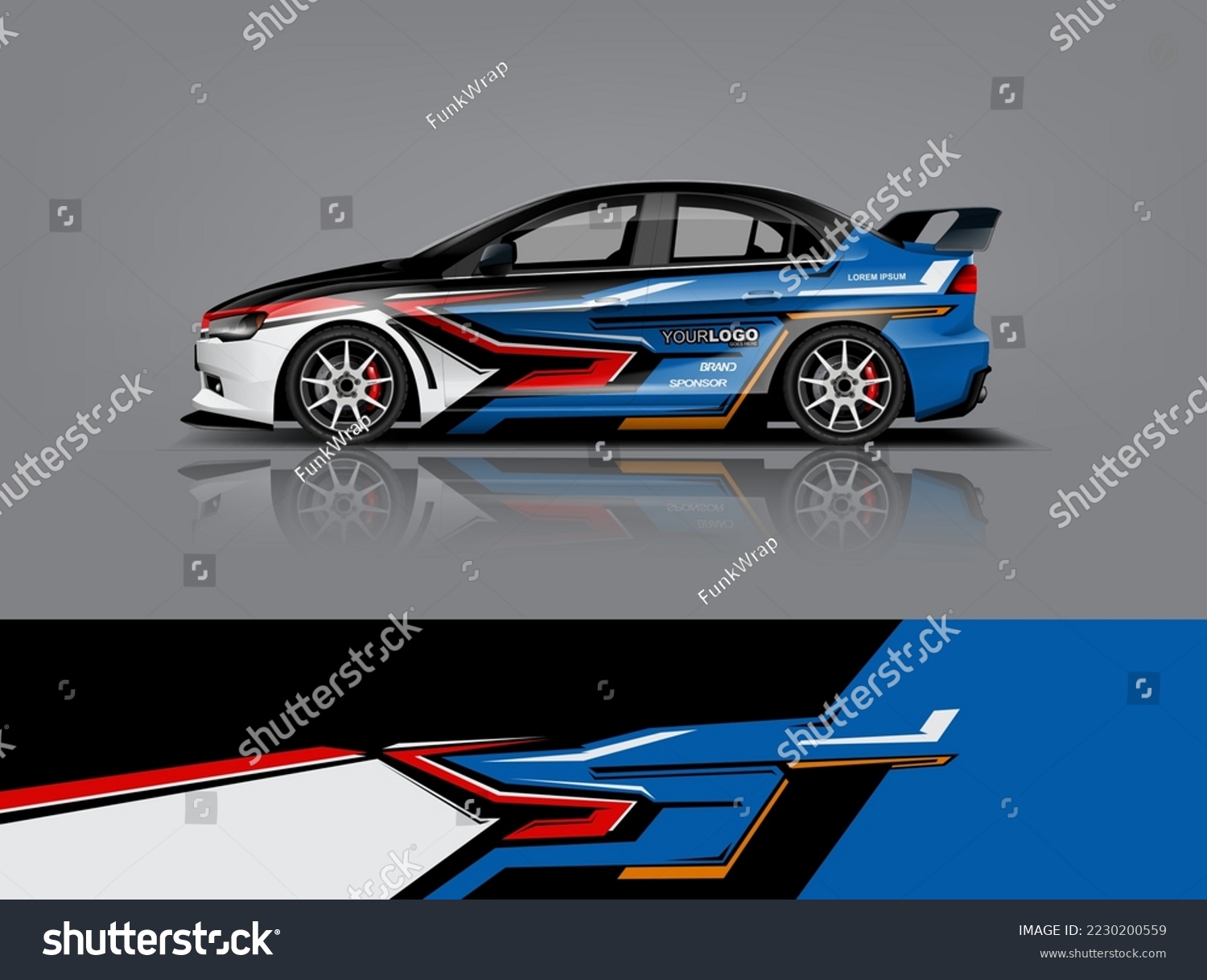 Wrap Design modern eye catching ready use. place your logo. Printable eps files dekal