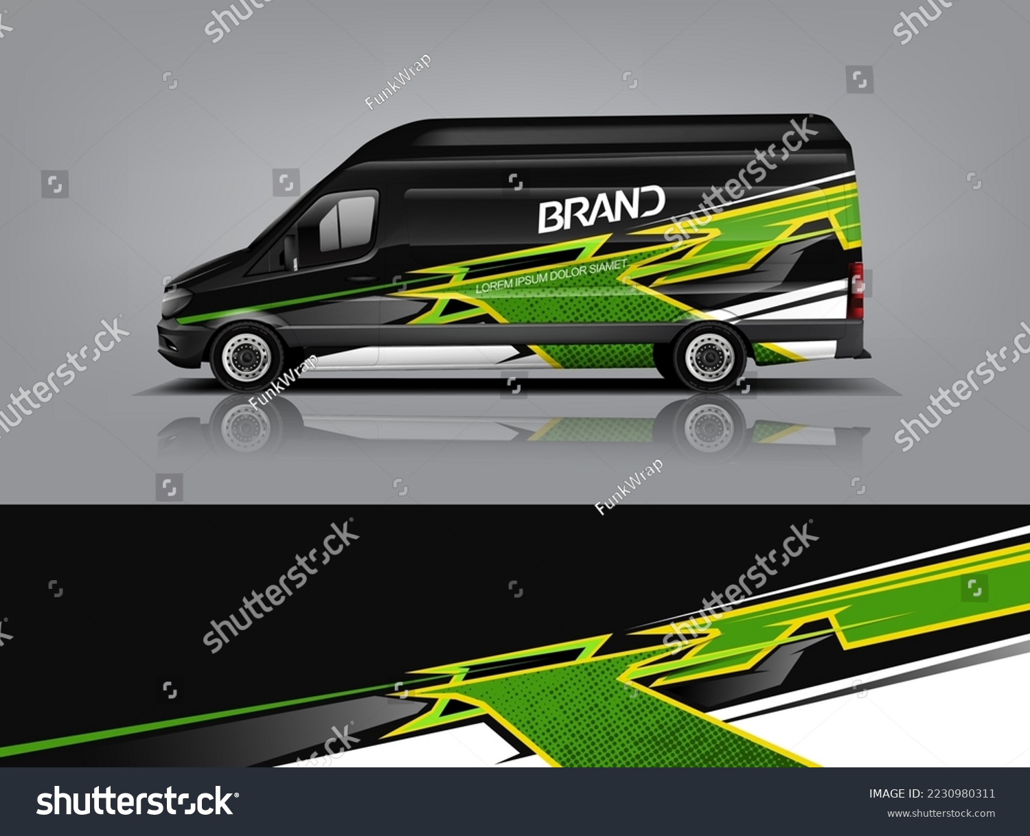 Car decal design vector. Graphic abstract stripe racing background kit designs for wrap vehicle, race car, rally, adventure and livery dekal