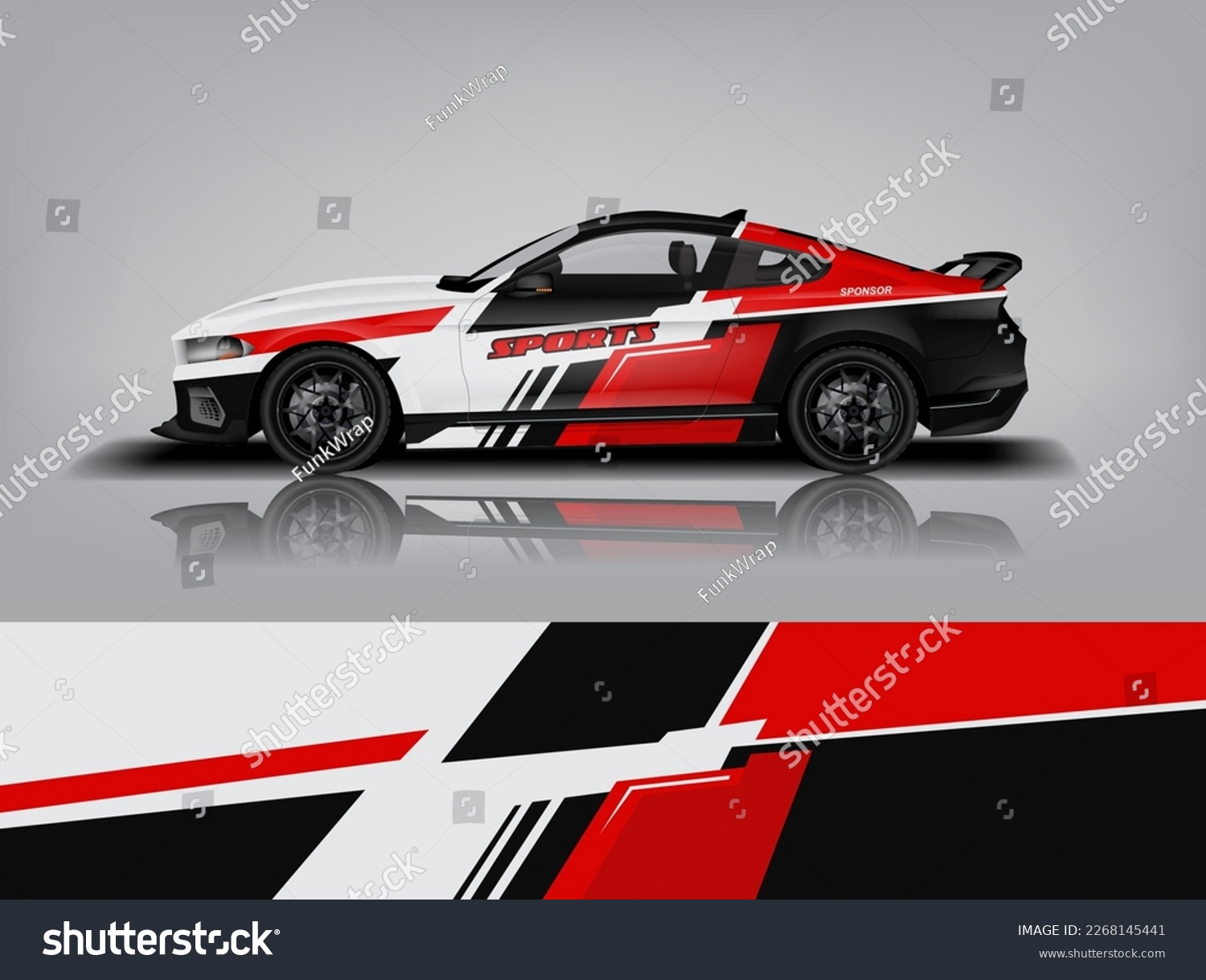 Car decal design vector. Graphic abstract stripe racing background kit designs for wrap vehicle, race car, rally, adventure and livery dekal a1