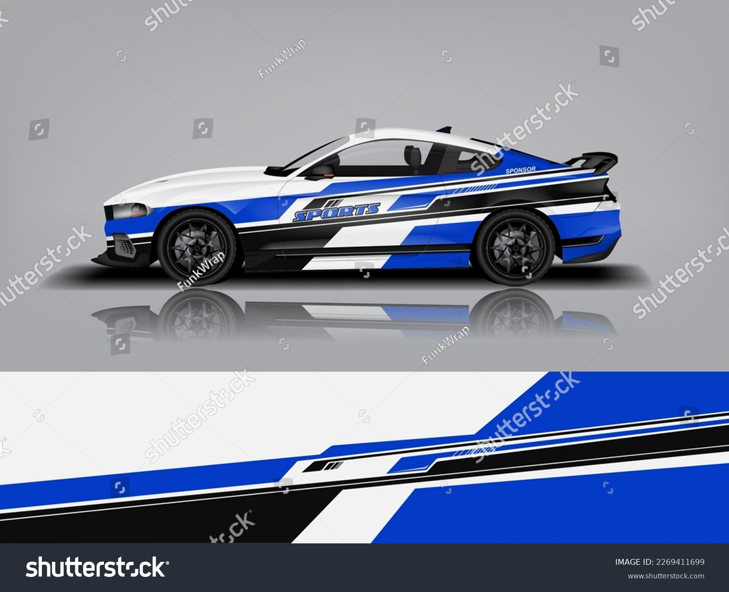 Car decal design vector. Graphic abstract stripe racing background kit designs for wrap vehicle, race car, rally, adventure and livery dekal a1