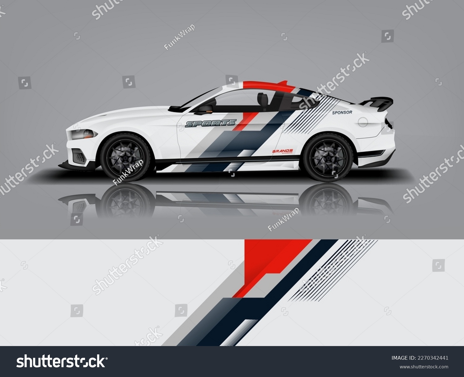 Car decal design vector. Graphic abstract stripe racing background kit designs for wrap vehicle, race car, rally, adventure and livery dekal a1