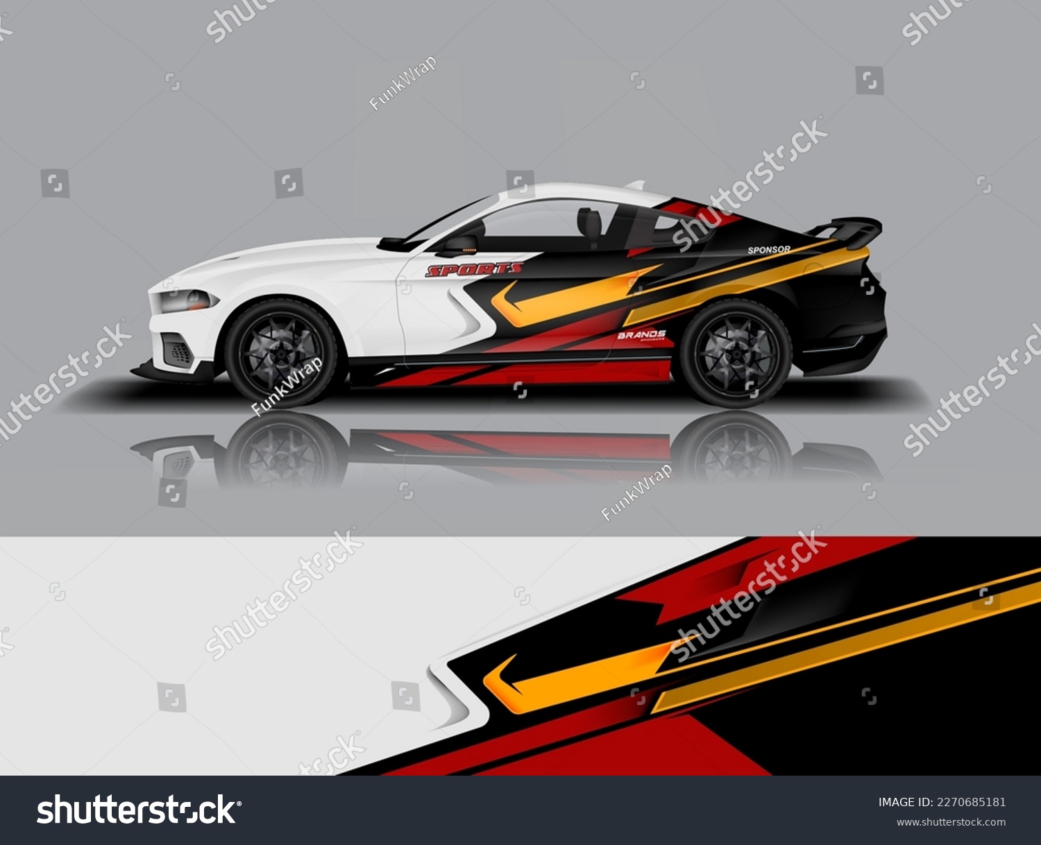 Car decal design vector. Graphic abstract stripe racing background kit designs for wrap vehicle, race car, rally, adventure and livery dekal a1