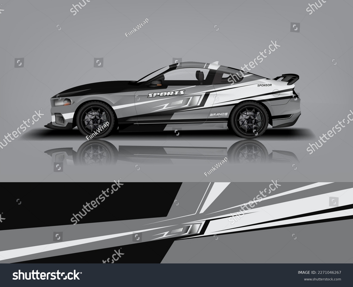 Car decal design vector. Graphic abstract stripe racing background kit designs for wrap vehicle, race car, rally, adventure and livery dekal a1